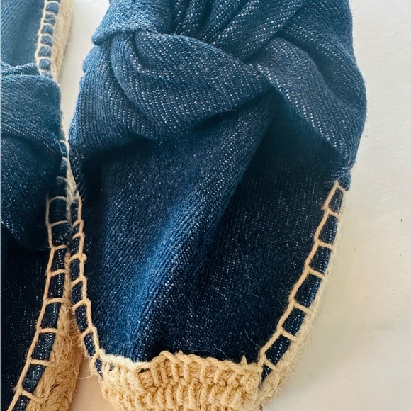 SOLUDOS Espadrilles Navy Denim Knot and Tan Rope Topstitching EUC Sz 8 - Picture 4 of 10